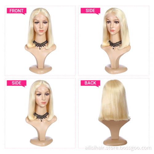 Wholesale Lace Closure Wigs Bob Blonde 613 100% Virgin Remy Human Hair Lace Front Wig With Closure